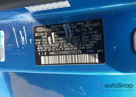 2016 Hyundai Tucson Se z USA, uszkodzony, nr VIN KM8J23A48GU155279